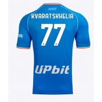 Camisa de time de futebol SSC Napoli Khvicha Kvaratskhelia #77 Replicas 1º Equipamento 2023-24 Manga Curta